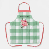 Land Gingham Wilde Rozen B & B Aangepaste boerderi Schort (Voorkant)