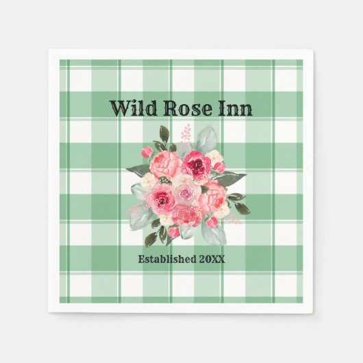 Land Gingham Wilde Rozen B & B Aangepaste boerderi Servet (Voorkant)