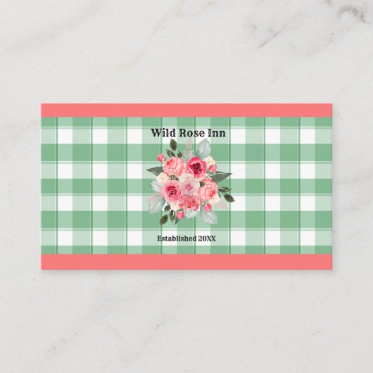 Land Gingham Wilde Rozen B & B Aangepaste boerderi Visitekaartje (Voorkant)