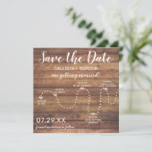 Land Gold Rustic Wood tijdlijnhuwelijk Save The Date (Staand voorkant)