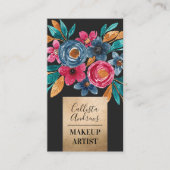 Land Goud Rood Blauw Herfst Goud Waterverf Bloem Visitekaartje (Voorkant)