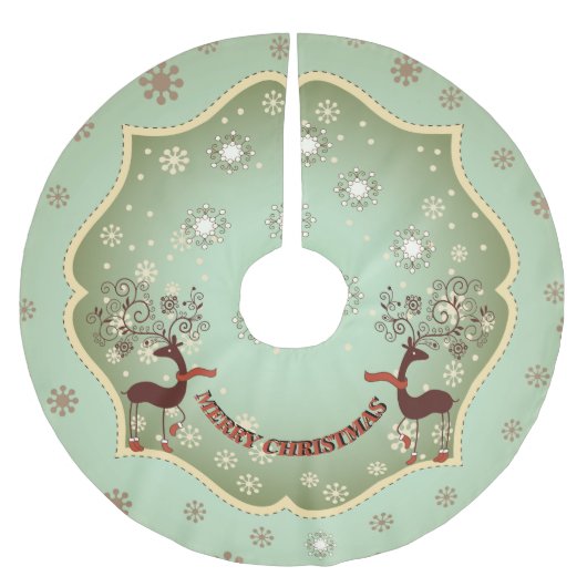 Land Green Whimsical Reindeer Kerstboom Rok (Voorkant)