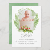 Land Greenery Birth Announement Foto Card Aankondiging (Voorkant / Achterkant)