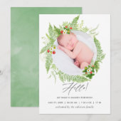 Land Greenery Birth Announement Foto Card Aankondiging (Voorkant / Achterkant)