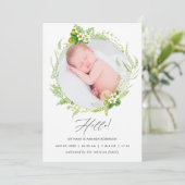 Land Greenery Birth Announement Foto Card Aankondiging (Staand voorkant)