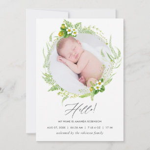 Land Greenery Birth Announement Foto Card Aankondiging