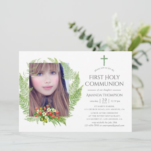 Land Greenery First Heilige Communie Kaart (Staand voorkant)