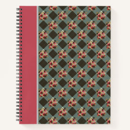  Land Grijs Gingham Bloemen Notitieboek