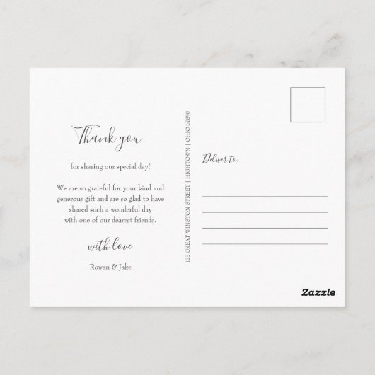 Land groen bruiloft foto dank u briefkaart (Achterkant)