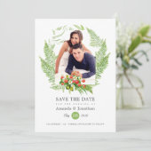 Land groen foto bruiloft save the date (Staand voorkant)