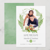 Land groen foto bruiloft save the date (Voorkant / Achterkant)