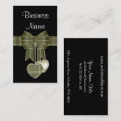 Land Groen geruite lint w / Hearts Visitekaartje (Voorkant / Achterkant)