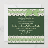 Land groene lint kant bruiloft uitnodigingen (Voorkant)