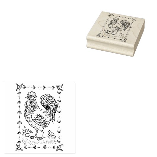 LAND HAAN, EI & CHICK FOLK ART GRENS NICE RUBBERSTEMPEL (Gestempeld)