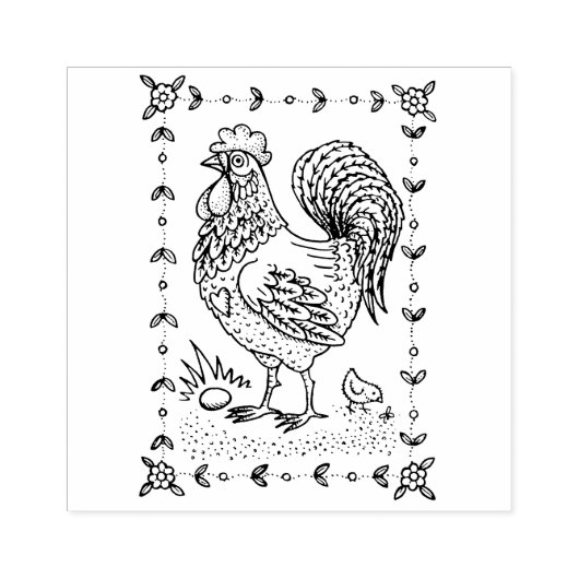 LAND HAAN, EI & CHICK FOLK ART GRENS NICE RUBBERSTEMPEL (Afrduk)