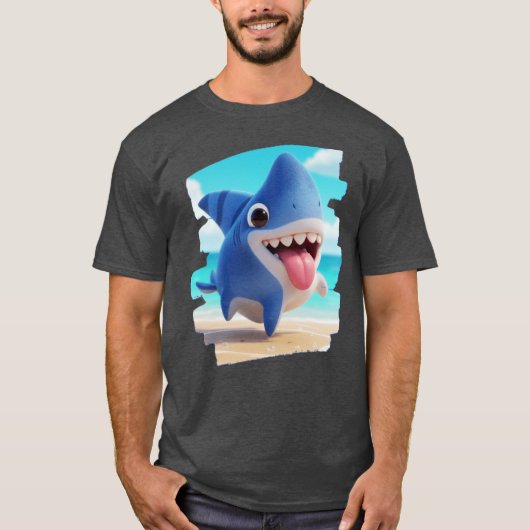 Land Half Cute Dog Half Whimsical Shark 3D retro T-shirt (Voorkant)