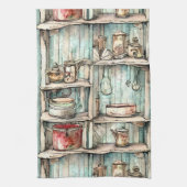 Land  hand getekend Rustiek kunstwerk Theedoek (Verticaal)