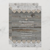 Land Hearts Lace Wood 2 Side Weduwen Uitnodiging (Voorkant / Achterkant)