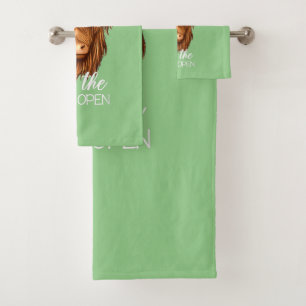 land heifer highland koe met zonnebloemen boerderi bad handdoek
