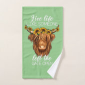 land heifer highland koe met zonnebloemen boerderi bad handdoek (Handdoek)