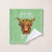 land heifer highland koe met zonnebloemen boerderi bad handdoek (Wasdoekje)