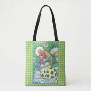 LAND HEN, POLKA DOT CHICKEN CANVAS TAS Green