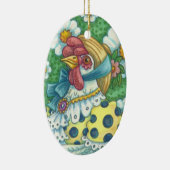 LAND HEN, POLKA DOT CHICKEN ORNAMENT Oval (Rechts)