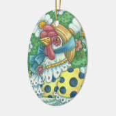 LAND HEN, POLKA DOT CHICKEN ORNAMENT Oval (Links)