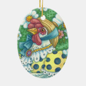 LAND HEN, POLKA DOT CHICKEN ORNAMENT Oval (Achterkant)