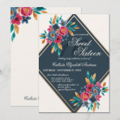 Land Herfst Blauw Goud Waterverf Bloemen Zoet 16 Kaart (Voorkant / Achterkant)