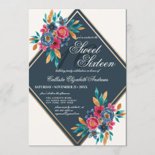 Land Herfst Blauw Goud Waterverf Bloemen Zoet 16 Kaart