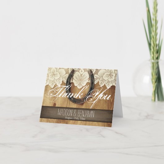 Land Hoefijzer Lace Weddenschap Hartelijk dank Bedankkaart (Voorkant)