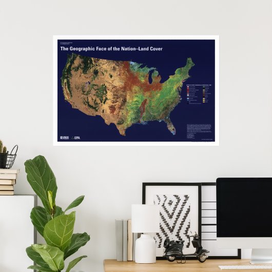Land Hoesje in USA Map 1992 Poster (Thuiskantoor)