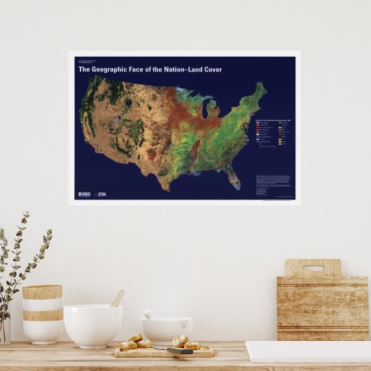 Land Hoesje in USA Map 1992 Poster (Keuken)