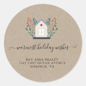 Land Home Realtor Holiday Winter Greenery Logo Ronde Sticker (Voorkant)