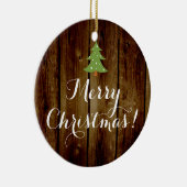 Land  Hout Bruin Groen Vrolijk Kerstfeest Keramisch Ornament (Rechts)