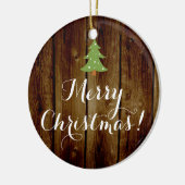 Land  Hout Bruin Groen Vrolijk Kerstfeest Keramisch Ornament (Links)