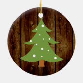 Land  Hout Bruin Groen Vrolijk Kerstfeest Keramisch Ornament (Achterkant)