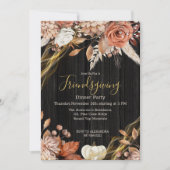 land Hout Floral Friendsgiving Dinner Kaart (Voorkant)