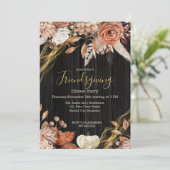  land Hout Floral Friendsgiving Dinner Kaart (Staand voorkant)