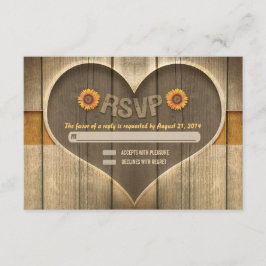 Land Hout Hart Bruiloft RSVP Ontwerp Kaartje
