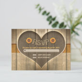 Land Hout Hart Bruiloft RSVP Ontwerp Kaartje (Staand voorkant)