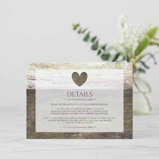 Land Hout Hart Trouwdetail Informatiekaartje (Staand voorkant)