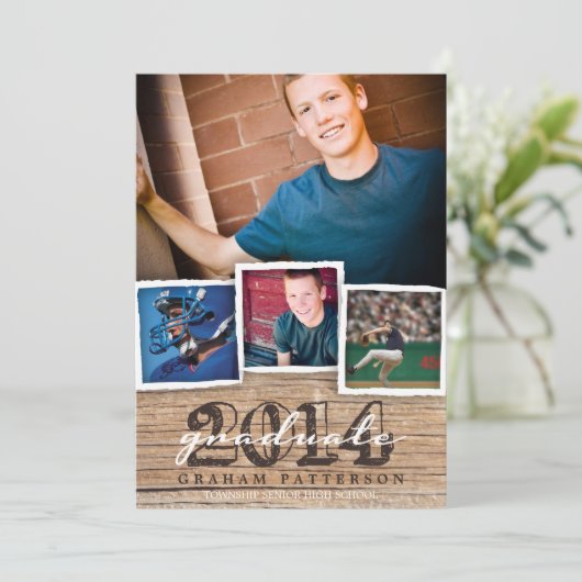 Land Hout Rustic Afstuderen 2014 Uitnodiging (Staand voorkant)