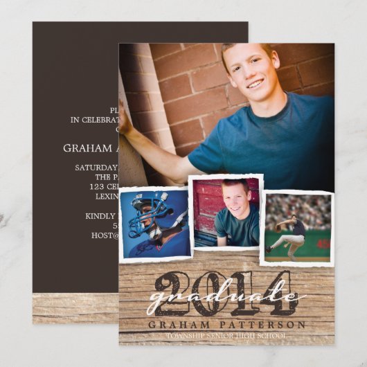 Land Hout Rustic Afstuderen 2014 Uitnodiging (Voorkant / Achterkant)