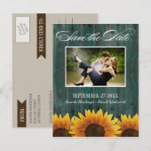 Land Hout Rustieke Zonnebloem Save the Date Cards Aankondigingskaart (Voorkant / Achterkant)
