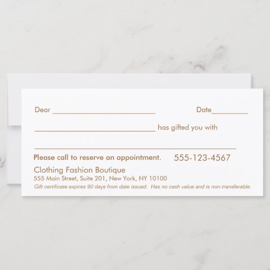 Land , houten Boutique Cadeaubon (Achterkant)