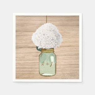 Land Houten Rustieke Mason Jar Hydrangea Servet