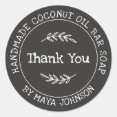 Land Houtskool Grijs Handgemaakt Dank u Ronde Sticker (Voorkant)