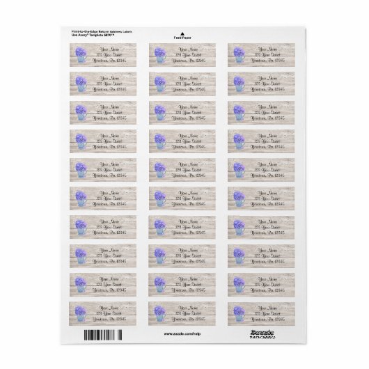 Land Hydrangea Adreslabel Etiket (Full Sheet)
